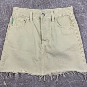 Boyish Corey Denim Raw hem El Cielo Green Mini Skirt Size 25